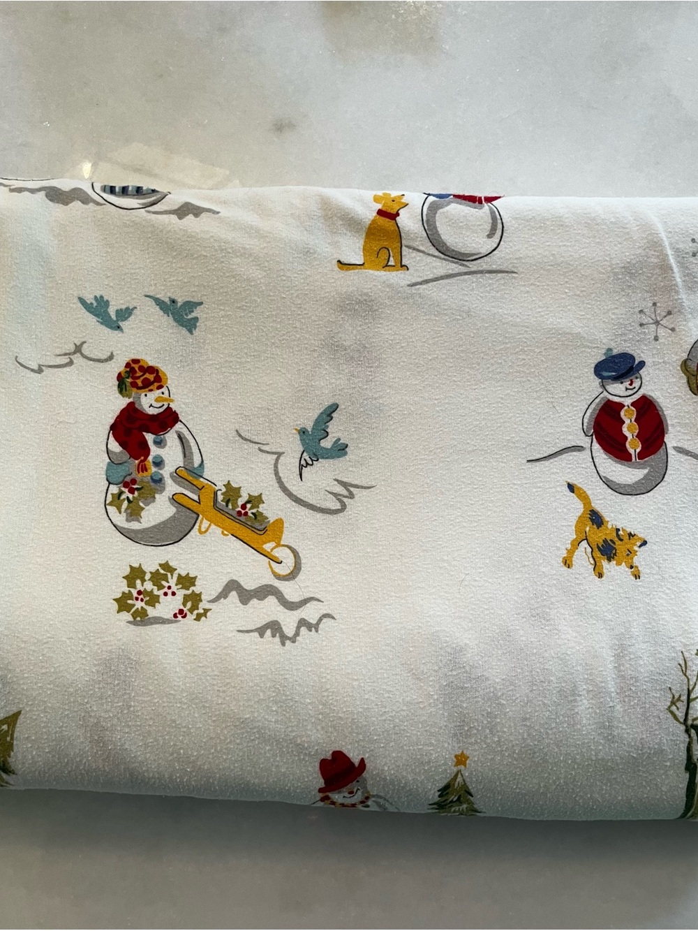 The Company Store Queen Duvet Cover Set Snowman Winter Christmas Flannel Set